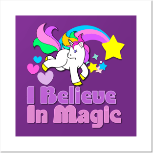 I believe in Magic Unicorn (purple) Posters and Art